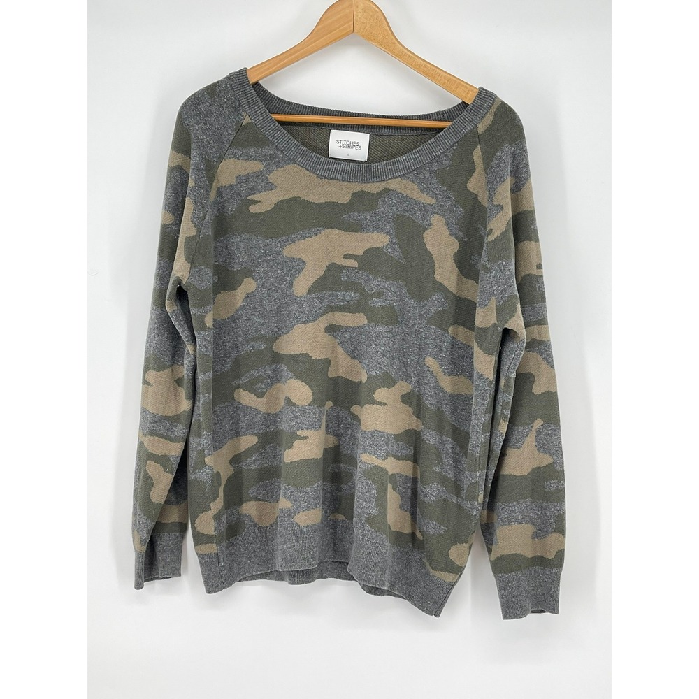 Stitches & Stripes Camo Print Long‎ Sleeve Sweater Size XL Casual Grunge